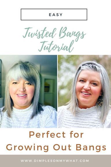 Hair Styles When Growing Out Bangs, Bangs Hacks Hair Tricks, Twisted Bangs For Short Hair, Easy Hairstyles For Medium Hair With Bangs, Growing Out Bangs Hairstyles Over 50, How To Pull Back Bangs, Too Short Bangs, Styling Short Bangs, Ways To Pin Back Bangs