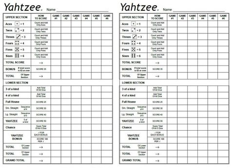 Free Printable Yahtzee Sheets | Learning Printable Modern Living Room Apartment, Yahtzee Score Card, Yahtzee Score Sheets, Yahtzee Game, Time Sheet, Living Room Apartment, Most Popular Games, Quilling Paper Craft, Paper Trail