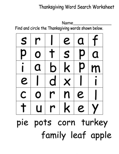 Word Search For Kindergarten, Puzzle Printable, Thanksgiving Word Search, Free Printable Puzzles, Thanksgiving Worksheets, Santa Coloring Pages, Printable Puzzles For Kids, Thanksgiving Words, Kindergarten Coloring Pages