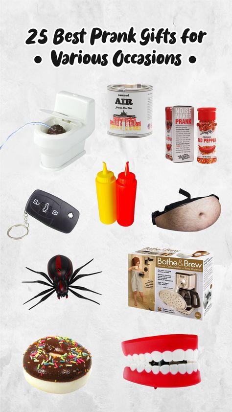 Would you like to surprise your friends on their special day? Try getting them quirky gag gifts! These items include props with irregular shapes or even seemingly inappropriate designs! Either way, research your target first because not everyone will have a positive response to such gifts. But, if they do love quirkiness, then go for it! #prankgifts #prankgiftsforchristmas #prankgiftsbirthday #prankgiftsfunny #prankgiftsformen #prankgiftsforchristmaskids #prankgiftsforchristmassecretsanta Meaningful Gift Ideas, Prank Gifts, Christmas Jokes, Good Pranks, Irregular Shapes, Noise Makers, Gag Gifts, Creative Gifts, Little Princess