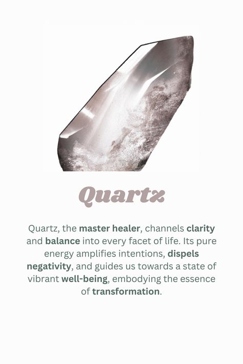 quartz stone with list of healing benefits Wallpaper Crystal, Quartz Healing Properties, Witchy Ideas, Quartz Crystal Meaning, Crystal Benefits, Quarts Crystal, Motivational Bracelets, Gray Quartz, Crystal Mountain