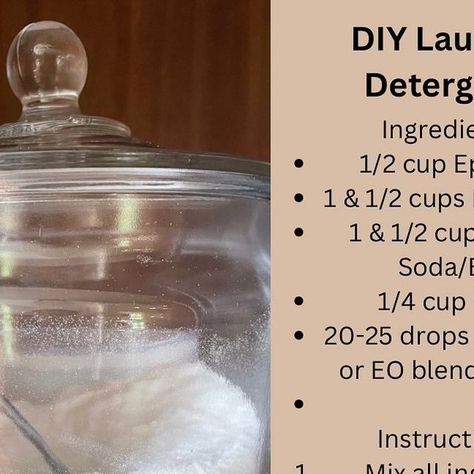 Almost Domestic on Instagram: "Don’t like the laundry detergents sold in stores? Looking for an easy detergent that is fairly cheap and works for HE washers? I got you! 

*I prefer washing soda because it can be used in all water temperatures, but borax is best used in hot water and is also a good substitute if it’s what you have on hand or if you’re washing in hot water (I like the borax mixture when I am washing towels).

Rough cost estimates for each ingredient:
Epsom salt $4
Sea salt $4
Baking soda $1
Washing soda or Borax $6
EO (optional)

This lasts me about 65 loads unless I double it to make it last longer. When I double this, I only have to buy more baking soda (I don’t know why I don’t just buy it in bulk 😅). I use this and also detergent from my online wellness store since it’s Borax And Washing Soda Laundry Detergent, Epsom Salt Laundry Detergent, Baking Soda Laundry Detergent, Diy Laundry Detergent Powder, Borax Laundry, Laundry Diy, Laundry Soap Recipe, Diy Detergent, Laundry Detergent Recipe