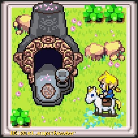 Legend of Zelda Breath of the Wild inspired pixel art > Link approaches a Shrine > botw |  el_espriteador Minish Cap, Zelda Funny, The Wind Waker, Shigeru Miyamoto, Video Game Fan Art, Zelda Breath Of The Wild, Wind Waker, Zelda Art, Legend Of Zelda Breath