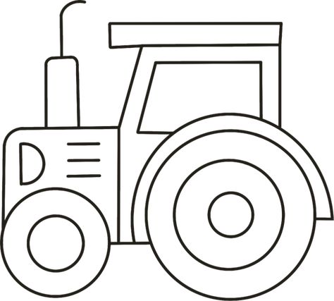 How To Draw A Tractor In (9) Easy Steps For Kids Tractor Clipart Black And White, Easy Tractor Drawing, Simple Tractor Drawing, How To Draw A Tractor, Farm Drawing Easy, Draw A Tractor, Tractor Crafts, Tractor Clipart, Tractor Drawing