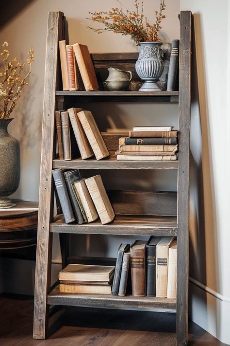 "Elevate your storage solutions with the charm of a DIY Ladder Bookshelf! 🛠️📚 A great way to add character and functionality to your space. 🌿✨ #DIYFurniture #BookshelfDesign #RusticStyle" Ladder Bookshelf Diy, Diy Ladder Bookshelf, Bookshelf Diy, Diy Ladder, Ladder Bookshelf, Bookshelf Design, Rustic Style, Storage Solutions, Bookshelves