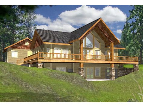 The Golden Lake Rustic A-Frame Home has 2 bedrooms and 3 full baths. See amenities for Plan 088D-0141. Banister Remodel, Cabin Style Home, Coastal Homes Plans, Basement House Plans, Rustic House Plans, Mountain House Plans, Lake House Plans, House Plans And More, Walkout Basement