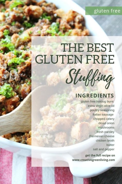 Gluten Free Sausage Stuffing, Gf Stuffing, Gluten Free Hot Dog Buns, Gluten Free Stuffing Thanksgiving, Gluten Free Stuffing Recipes, Best Stuffing Recipe, Sausage Stuffing Recipe, Gluten Free Sausage, Gluten Free Stuffing