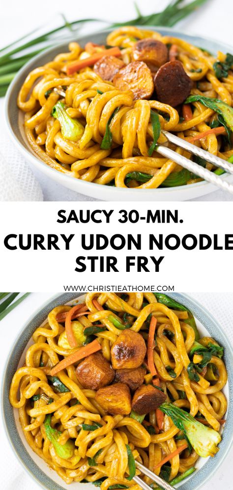 Saucy Easy 30-min. Curry Udon Noodle Stir fry Japanese Curry Noodles, Curry Udon Recipe, Curry Udon Noodles, Seafood Udon, Hibachi Food, Udon Noodle Stir Fry, Udon Noodle Recipe, Bussin Food, Soba Recipe