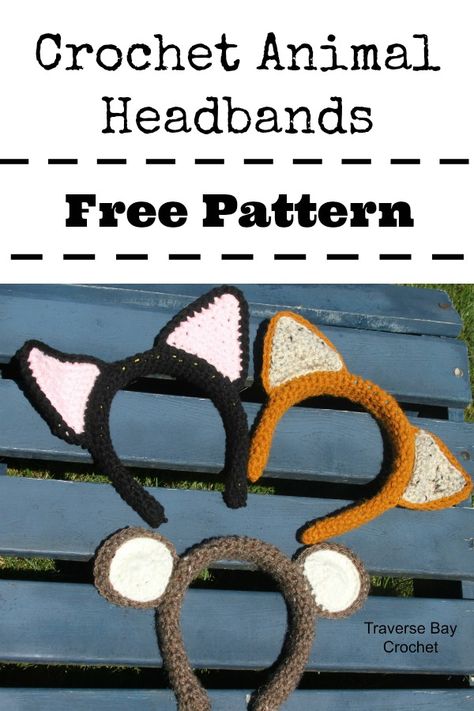 Crochet cat, fox and monkey animal headbands - free crochet animal headband patterns Fox Ear Headband, Animal Headbands, Monkey Animal, Cat Headband, Crochet Monkey, Crocheted Hats, Pet Monkey, Crochet Animal, Head Bands