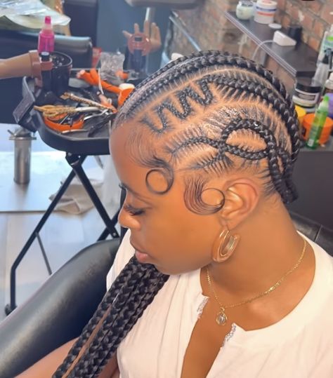 Feed In Braids Cornrows Design, Feed In Design Braids, Boujee Hairstyles, Straight Back Feed In Braids With Design, Design Braids, Styling Braids, Straight Backs, Feed Ins, Feed In Braids