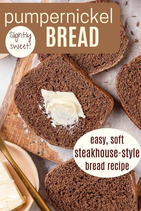 This steakhouse-style pumpernickel bread recipe is not traditional but it is soft, tender and flavorful! It has a slightly sweet flavor reminiscent of the bread at a classic American steakhouse but with a richer texture and flavor! This is an easy bread recipe that anyone can make! It has the most amazing flavor from the additions of dark brown sugar, molasses and cocoa powder. Cornmeal and caraway seeds add texture! Best Pumpernickel Bread Recipe, Pumpernickel Bread Recipe, Steakhouse Bread, Pumpernickel Bread, Easy Bread Recipe, Best Homemade Bread Recipe, Knead Bread Recipe, Healthy Bread Recipes, Dark Brown Sugar