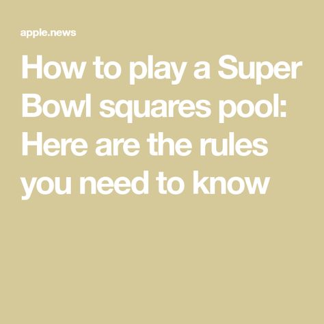 How to play a Super Bowl squares pool: Here are the rules you need to know Super Bowl Pool, Super Bowl Squares, Superbowl Squares, Football Pool, Square Pool, Pool Rules, Usa Today, The Rules, Super Bowl