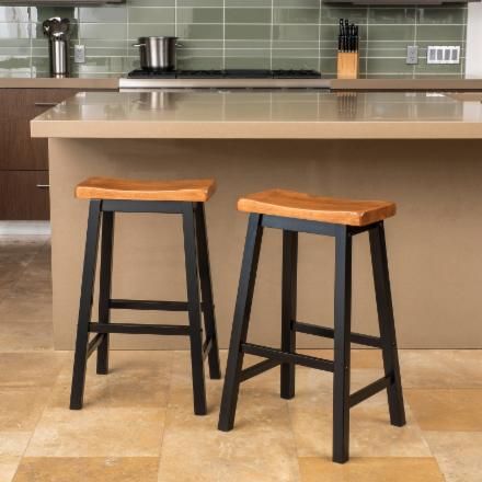 29 in. Bar Height Stool - Set of 2 | Hayneedle High Top Table Kitchen, Bar Stool Wood, High Top Tables, Table And Bench Set, Wood Counter Stools, Stool Wood, Pub Set, Tables Kitchen, Saddle Stools