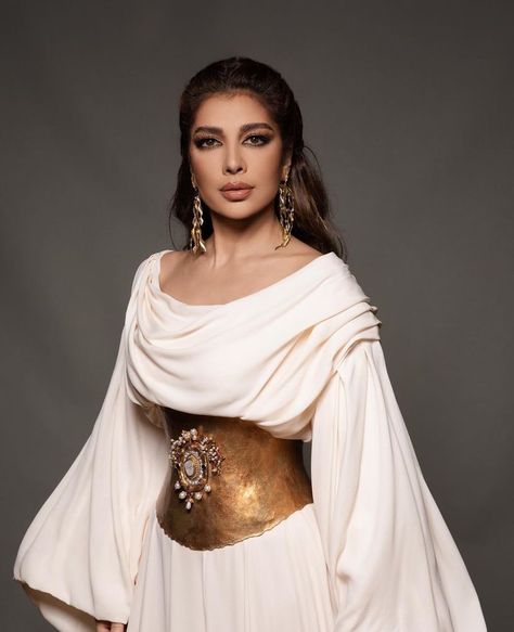 Krikor Jabotian, Rome Outfits, Greek Dress, Fancy Short Dresses, Draped Gown, Long Sleeve Evening Gowns, Goddess Dress, Fantasy Gowns, Arab Fashion