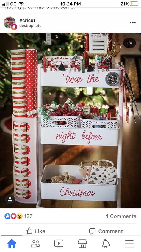 Diy Christmas Gift Wrapping, Gift Wrapping Station, Wrapping Station, 12 December, Wrapping Ideas, The Night Before Christmas, Mud Room, Merry Little Christmas, Christmas Storage