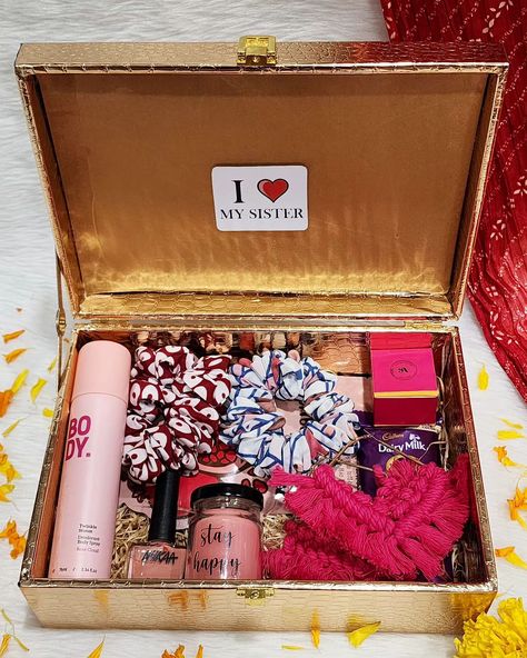 💖 RAKHI HAMPER FOR SISTER 💖 For the one who makes life brighter! 😍✨️ This Rakshabandhan, pamper your Sister-in-law with a Hamper filled with love and thoughtful gifts 🎁🤩🤩 From her favorite treats to personalized treasures, from cute trinkets to accessories and from pampering gifts to heartfelt notes, our Hampers are a true expression of how much she means to you!! 💞❤️ DM or WhatsApp (9913521163) to get more options of the products & Hampers and to Order your Customized Gift Hamper this fe... Note For Sister, Cute Trinkets, Pampering Gifts, Sister In Law, Good Notes, Gift Hampers, Twinkle Twinkle, Thoughtful Gifts, Gifts