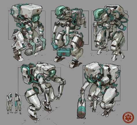 ArtStation - Medical Aid Mechs, Gavin Manners Medical Robots, Cyberpunk Tech, Robot Sketch, Robot Concept, Sci Fi Design, Cool Robots, Robots Concept, Robot Concept Art, Space Opera