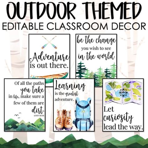 Outdoor Adventure Themed Classroom Decor -Classroom Design Adventure Classroom, Nature Classroom, Travel Theme Classroom, Elementary Classroom Themes, Themed Classroom Decor, Camping Classroom, Camping Theme Classroom, Adventure Decor, Book Bins