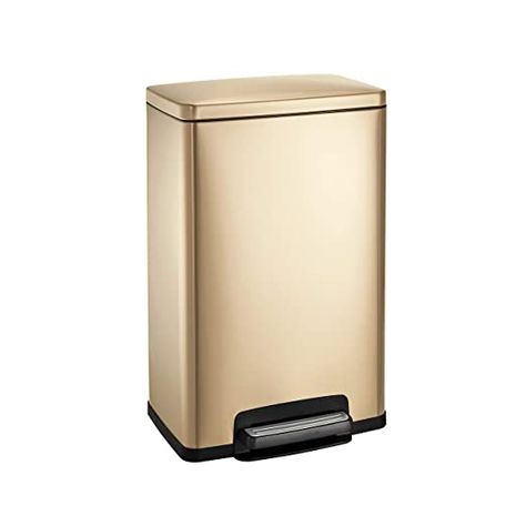 Amazon.com: Tramontina Step Can Stainless Steel 13 Gallon Gold, 81200/572DS : Industrial & Scientific Gold Trash Can, Ugly Kitchen, Siren Design, Metal Steps, Heavy Duty Hinges, Kitchen Trash, Orange Kitchen, Kitchen Waste, Kitchen Trash Cans