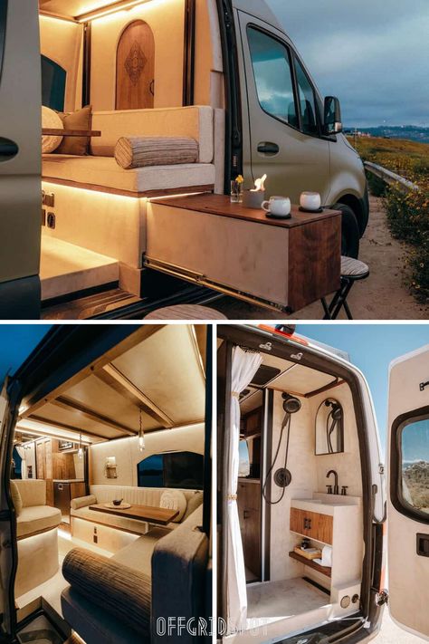 Best Sprinter Van Conversions, Conversion Van Layout, Custom Sprinter Van Interiors, Family Sprinter Van, Luxury Camper Van Interior, Sprinter Van Conversion With Kids, Sprinter Van Interior Ideas, Sprinter Van Conversion Interiors, Van Conversion Ideas Layout