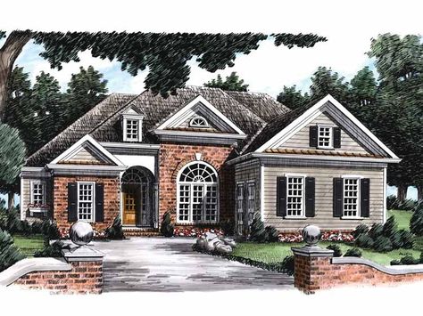 New American House Plan with 1823 Square Feet and 3 Bedrooms from Dream Home Source | House Plan Code DHSW29119 Frank Betz, Decorative Columns, American House Plans, Cottage Floor Plans, Shingle Exterior, American House, Traditional House Plan, Traditional Exterior, Traditional House Plans