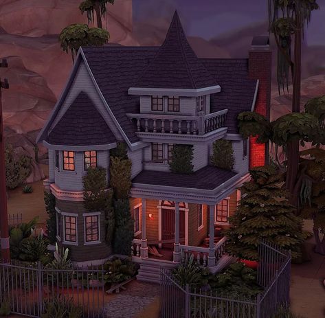 Gothic Manor Sims 4, Sims Halloween House, Sims4 Vampire House, Goth Sims House, Gothic Sims 4 House, Sims 4 Paranormal House, Sims Vampire House, Sims Witch House, Sims Houses Ideas