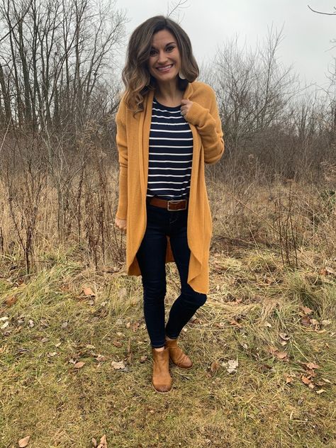 Casual fall or winter outfit #justpostedblog #ShopStyle #shopthelook #MyShopStyle #OOTD #winteroutfit #LooksChallenge #ContributingEditor #Winter #Lifestyle Mustard Cardigan Outfit, Skirt Labuh, Mustard Cardigan, Petite Sweaters, Yellow Cardigan, Cardigan Outfits, Cute Fall Outfits, Casual Work Outfits, Fall Fashion Outfits