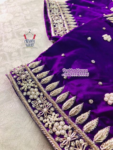 Jardosi Maggam Work Blouse Designs, Jardoshi Work Design Blouse, Jardoshi Work Design, Zardosi Embroidery Blouse, Zardosi Work, Maggam Work Designs, Traditional Blouse Designs, Hand Embroidery Dress, Blouse Design Images