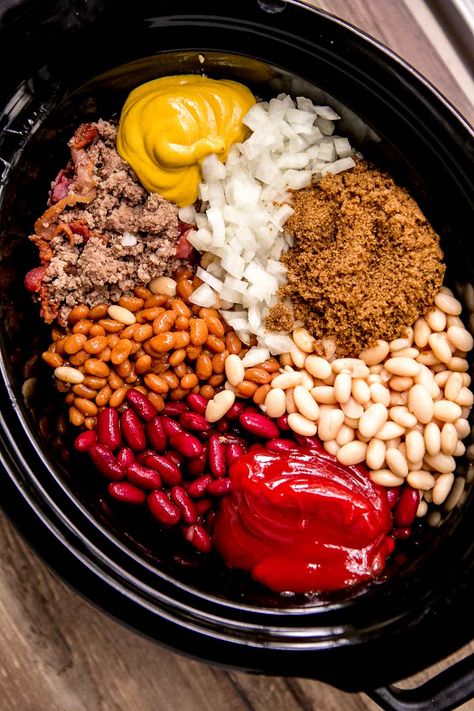 Slow Cooker Calico Beans, Calico Beans Recipe, Beans Recipe Crockpot, Simple Baked Beans Recipe, Baked Beans Crock Pot, Calico Beans, Slow Cooker Baked Beans, Best Baked Beans, Easy Baked Beans