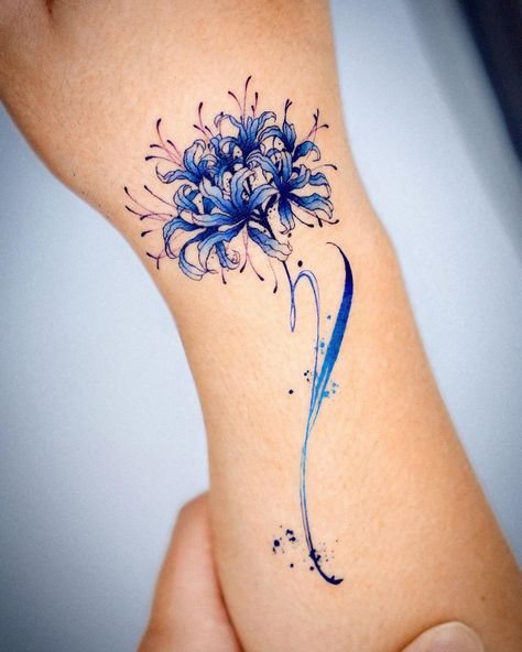 Purple Lily Tattoo, Rose And Lily Tattoo, 99 Tattoo, Blue Flower Tattoos, Lily Tattoo Design, Lily Flower Tattoos, Abstract Tattoo Designs, Blue Rose Tattoos, Purple Lily