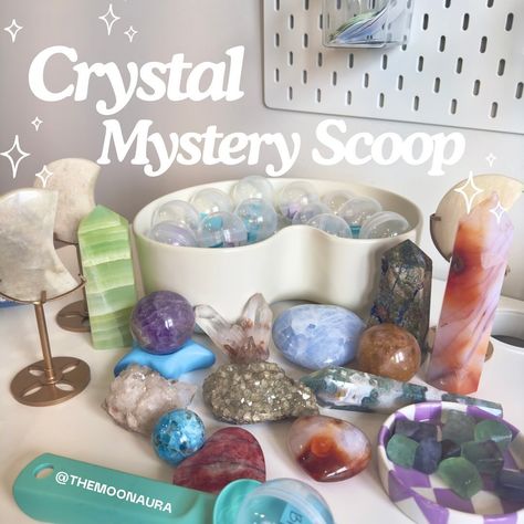 Do you love Crystal Mystery Scoops as much as we do? Check out our new Crystal Mystery Scoops - we offer amazing high quality crystals from around the world, they are both beautiful and affordable. There are 3 Scoop Purchase Options: 1 Ball 3 Balls 5 Balls You can add multiple 1 Balls to your cart to get the perfect amount - Some balls have double prizes! The photos above are examples of crystals you can get, we have a wide variety of crystals. Send us a DM with your order number if you wa... Moon Aura, Mystery Scoop, Crystal Shop, Aura, Around The World, This Is Us, Carving, Texture, Crystals