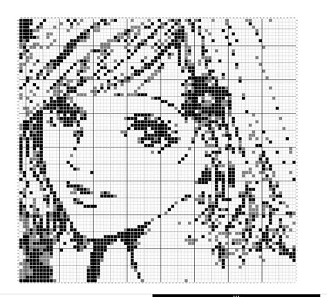 Anime girl pixel Manga Cross Stitch Patterns, Nana Cross Stitch Pattern, Nana Pixel Art Grid, How To Grid Crochet, Nana Grid Pattern, Nana Cross Stitch, Anime Pixel Art Grid Black And White, Nana Anime Crochet, Nana Alpha Pattern