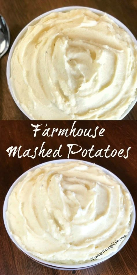 Easy, creamy Farmhouse Mashed Potatoes with butter, cream cheese and Greek yogurt Crockpot Greek Yogurt, Mashed Potatoes For Thanksgiving, Cream Cheese Potatoes, Yummy Veggies, Perfect Mashed Potatoes, Easy Mashed Potatoes, Honey Baked, Homemade Mashed Potatoes, Best Mashed Potatoes