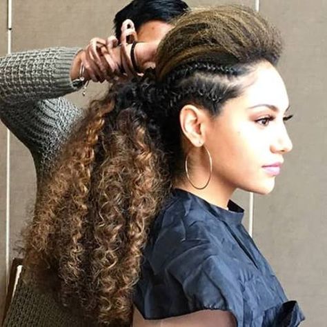 Rockstar Ponytail, Edgy Short Hairstyles, Rockstar Hairstyles, Viking Hairstyle, Edgy Updo, Teased Ponytail, Rockstar Hair, Best Curly Haircuts, Side Cornrows