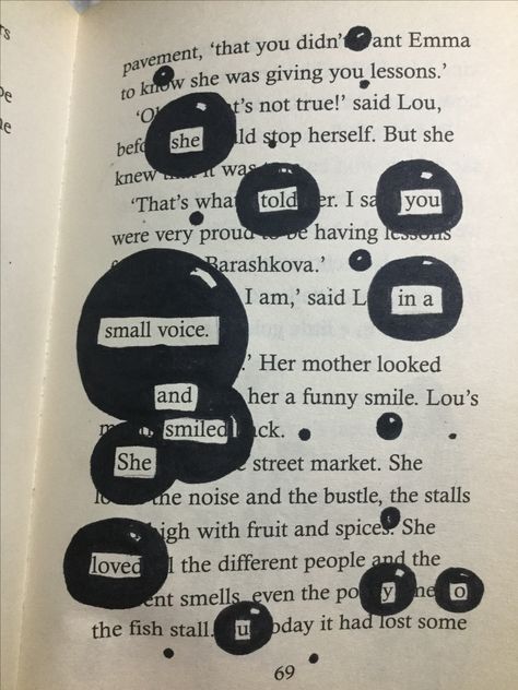 Black Out Poems Art, Blackout Poetry Ideas, Black Out Poetry Art, Drawing On Book Pages, Pixie Quotes, Blackout Poetry Art, Found Poem, Old Book Art, Blackout Poems