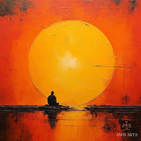 Radiant Harmony In a sea of vibrant orange and red, a figure sits serenely, basking in the glow of the sun. The simplicity of the scene invites a moment of pure connection, where warmth and light create a peaceful balance, celebrating the quiet power of stillness in the presence of such radiant energy. #art #arte #artgallery #artoftheday #artwork #artlovers #artcollector #artcommunity #paint #paintings #painting #paintingoftheday #minimalism #sun #energy #energyhealing #artcollectors #artco... Sun Energy, Radiant Energy, Energy Art, Red A, Luxury Art, The Glow, The Quiet, Vibrant Orange, A Sea