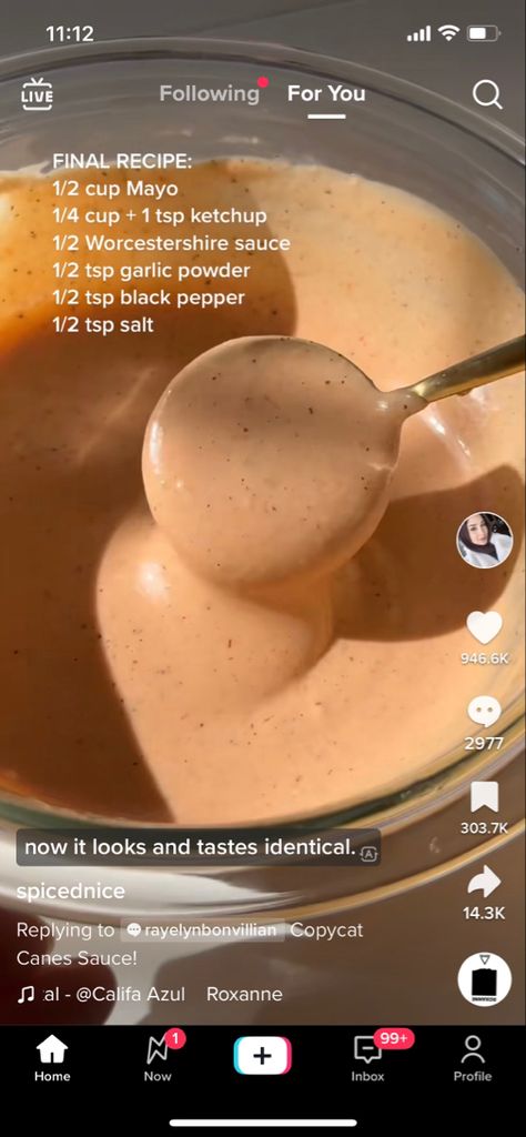 How To Make Chick Fil A Sauce, Easy Foods To Make At Home, Canes Sauce, Homemade Cookbook, Homemade Sauce Recipes, Tasty Recipes Videos, Lunch Food, Pepper Salt, Quick Recipes Snacks