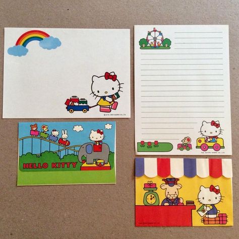 Hello Kitty Stationary, Sanrio Stationary, Vintage Writing Paper, Sanrio Vintage, Hello Kitty School, Vintage Hello Kitty, Vintage Stationary, Vintage Sanrio, Writing Papers