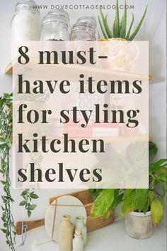 Organized Kitchen Shelves, Kitchen Shelf Accessories, Kitchen Open Shelving Dimensions, Bookshelf Styling Kitchen, Styling Shelves In Kitchen, Decorating Kitchen Open Shelves, How To Decorate Floating Kitchen Shelves, Kitchen Interior Shelves, Small Kitchen Shelf Decor Ideas