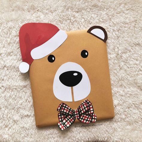 Bear Gift Wrap, Polar Bear Wrapping Ideas, How To Wrap A Book For Christmas, Diy Christmas Gift Wrap, Fun Christmas Wrapping Ideas For Kids, Gift Wrapping Christmas Ideas, Kids Christmas Wrapping Ideas, Brown Paper Wrapping Christmas, Cute Christmas Gift Wrapping Ideas