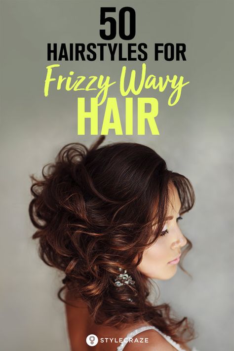 Wedding Hairstyles For Wavy Hair Natural, Wedding Hair For Frizzy Hair, Hairstyles For Bushy Hair, Medium Wavy Hairstyles For Women, Hairstyles For Frizzy Wavy Hair, Wavy Haircuts Medium, Thick Wavy Haircuts, Thick Frizzy Hair, Frizzy Wavy Hair