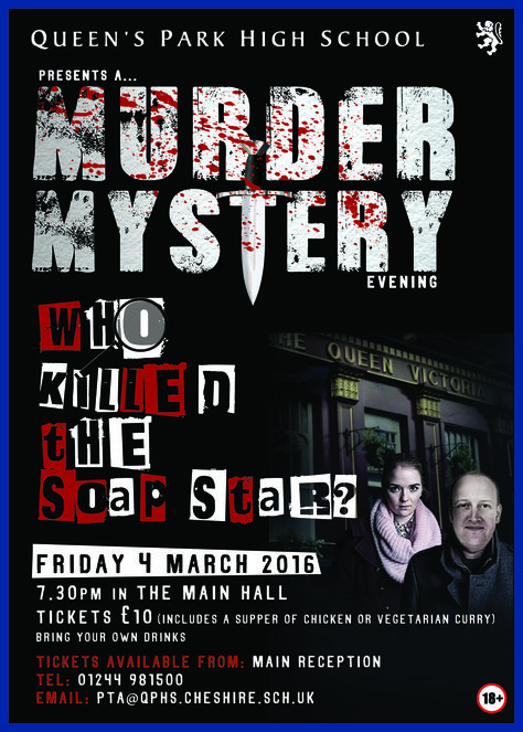 Queen's Park Poster. Murder mystery poster for fundraising performance. Script based theatre event. Mystery Poster Design, Resident Assistant Programs, Mystery Poster, Yearbook Cover, Detective Aesthetic, English Projects, Yearbook Covers, Resident Assistant, Fundraising Event