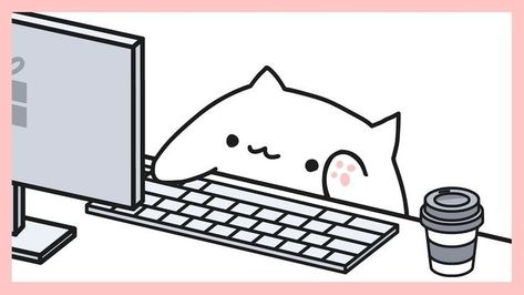 Cat Mac Wallpaper, Coffee Wallpaper Laptop, Cat Typing Gif, Study Art Anime, Pc Drawing, Laptop Drawing, Bongo Cat, Science Cat, Cat Mobile