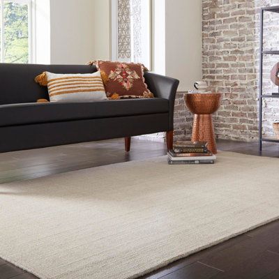 These minimalistic pieces from the Liabah Collection are sure to bolden and emphasize any room. Their textured patterns and muted solid hues create the perfect harmony of modern and vintage decor, transforming any area of the house to an area that exudes regality. Rug Size: Rectangle 4' x 6' | Brown / White Area Rug - Gracie Oaks Solid / Striped Liabah Area Rug Vanilla Bean-Ivory Color Wool in Brown / White, Size 48.0 W x 0.27 D in | Wayfair Modern And Vintage Decor, Jill Zarin, Farmhouse Area Rugs, Cozy Rugs, English Manor, Housewives Of New York, Solid Rugs, Unique Loom, Wool Rugs