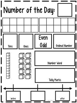 Number of the Day Math Worksheets For Kids, Number Of The Day, Interactive Bulletin Board, Calendar Math, Math Number Sense, Tally Marks, Math Intervention, First Grade Activities, Free Math Worksheets