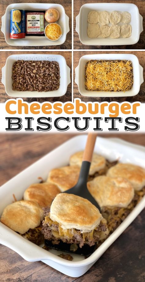 Chopped Cheeseburger Biscuits Cheeseburger Biscuits, Chopped Cheeseburger, Easy Ground Beef Dinner Recipes, Biscuit Recipes Dinner, Easy Ground Beef Dinner, Ground Beef Dinner Recipes, Beef Dinner Recipes, Beef Ground, Easy Ground Beef