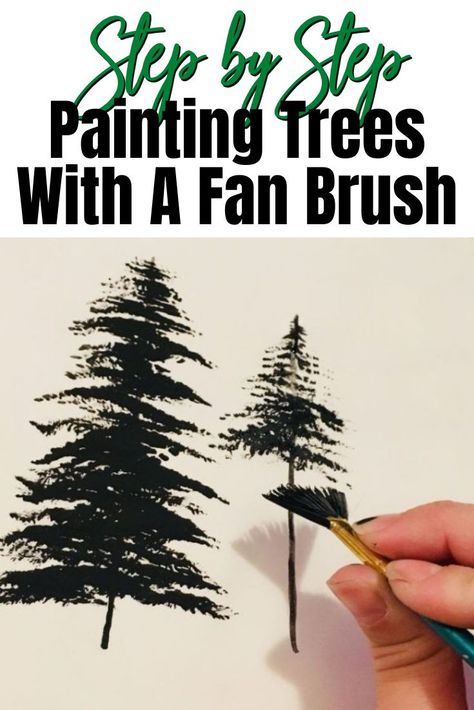 Drawing Trees, Painting Trees, Fan Brush, Canvas Easy, Painting Art Lesson, Acrylic Painting Techniques, Acrylic Painting Tutorials, Watercolor Art Lessons, Step By Step Painting