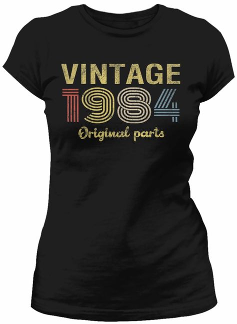 PRICES MAY VARY. 1984 Shirts For Women - With several colors, sizes and birth years to choose from this shirt is the perfect 40th birthday gift for her and a great addition to your 40th birthday decorations or party supplies. Need A Different Year? - Yop can order it here by selecting the "Custom Order" color option. After choosing your size, hit "Customize Now." Indicate birth year and preferred shirt color for a custom tailored shirt order. How's the fit? - Comfortable, soft modern style women Modern Style Women, 1984 Shirt, 40th Birthday Shirt, 30th Birthday Funny, 40th Birthday Shirts, 40th Birthday Decorations, Soft Modern, Retro Birthday, Birthday Funny