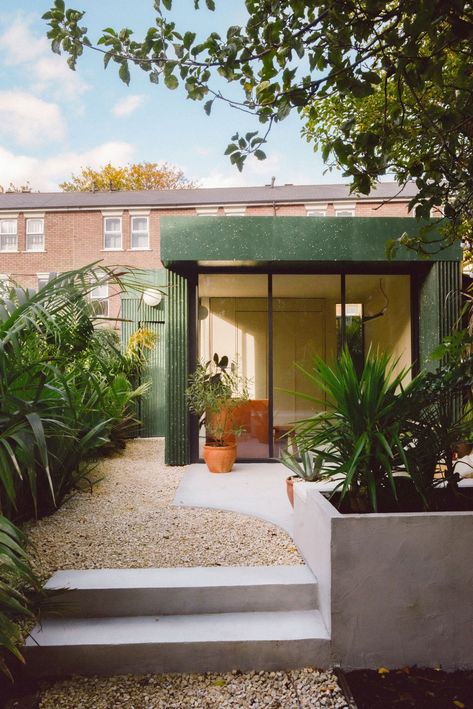 Terrazzo Garden, Bedroom Architecture, Green Terrazzo, Georgian Townhouse, London Garden, Biophilic Design, London Architecture, Outdoor Office, Victorian Terrace