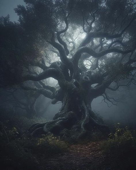 Yew Tree Aesthetic, Magical Tree Aesthetic, Large Fantasy Tree, Ancient Magic Aesthetic, Nightbane Aesthetic, Big Tree Aesthetic, Giant Aesthetic, Magical Forest Aesthetic, Dark Fantasy Forest